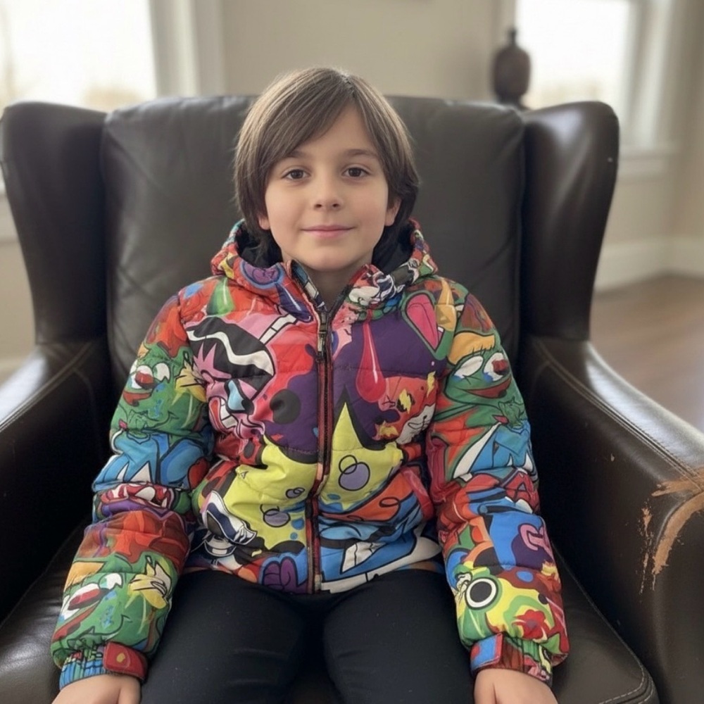 DEXTER LABORATORY SIZE “M” Colorful Kids Jacket with Graffiti Design VINTAGE!!!